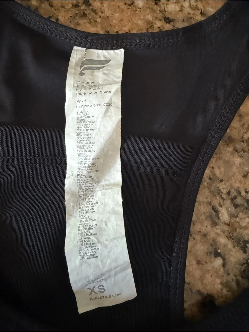 Fabletics Black Racerback Sports Bra